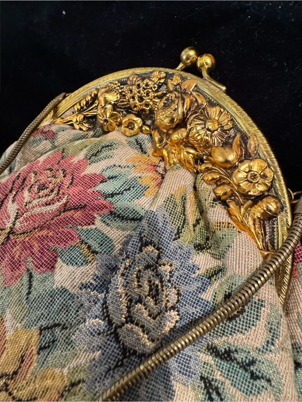 Vintage Delill 1950’s Western Germany Floral Tapestry Purse